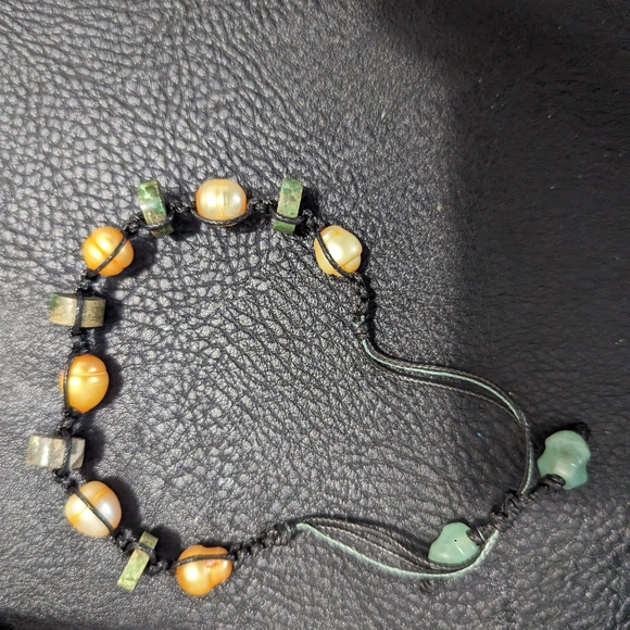 Turquoise, pearl and jade bracelet. - Picture 2 of 4